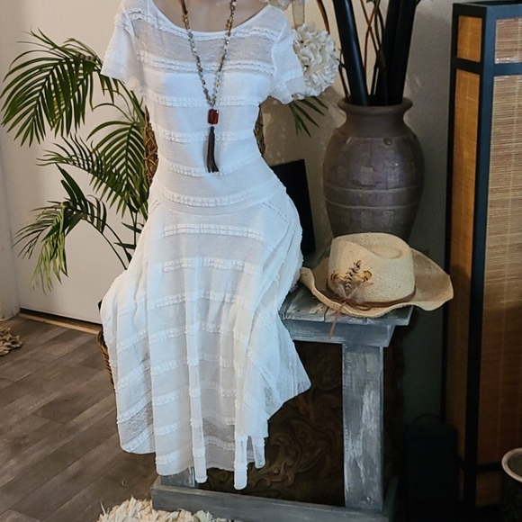 Signature by Sangria Dresses & Skirts - SUMMER NEW NWT LACE LONG WHITE BO HO SZ 6 DRESS